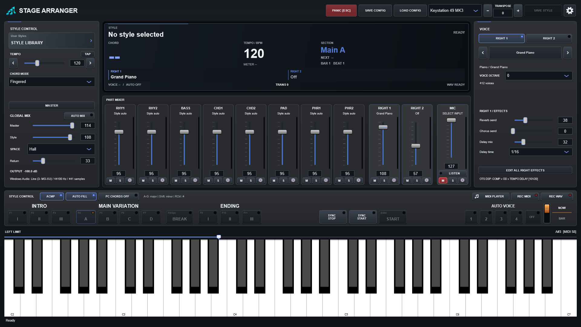مساحة الأداء في Stage Arranger 1.0.0